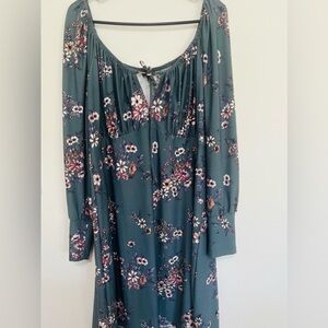 Lily Rose Teal Floral Long Sleeve Dress